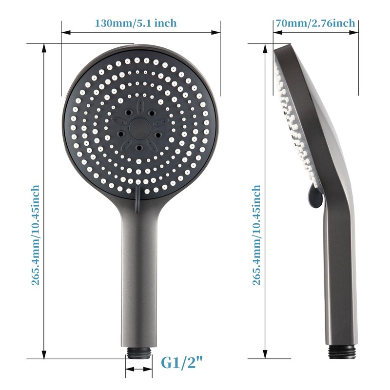 OFFO Shower Head and PVC Hose 1.5m, 6 Modes Handheld