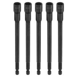 sourcing map 5pcs Hex Nut Driver Drill Bit 8mm Metric 6-Point Socket 1/4" Hex Shank Magnetic Setter CR-V Steel Bolt Sockets for Power Drills Impact Drivers, 5.91" (150mm) Long