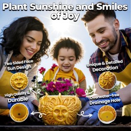 Nebula Colors Fun & Unique Sun Face Hanging Planter Quirky Celestial Decor for Plant Lovers – Indoor Outdoor Flower Basket for Succulents & Small Plants – Decorative Garden Yard Art