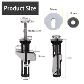 2 Pcs Universal Toilet Seat Bolts and Screws, Stainless Steel Toilet Seat Fixings for Top Lid Hinges, Easy Install Replacement Toilet Seat Fitting Kit