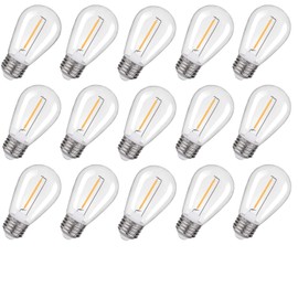 15 Pack EMITTING Shatterproof & Waterproof S14 Replacement LED Light Bulbs –1W S14 LED Bulbs, Warm White 2200K, Outdoor String Lights Vintage LED Filament Bulb, E26 Base Edison Plastic Bulb.