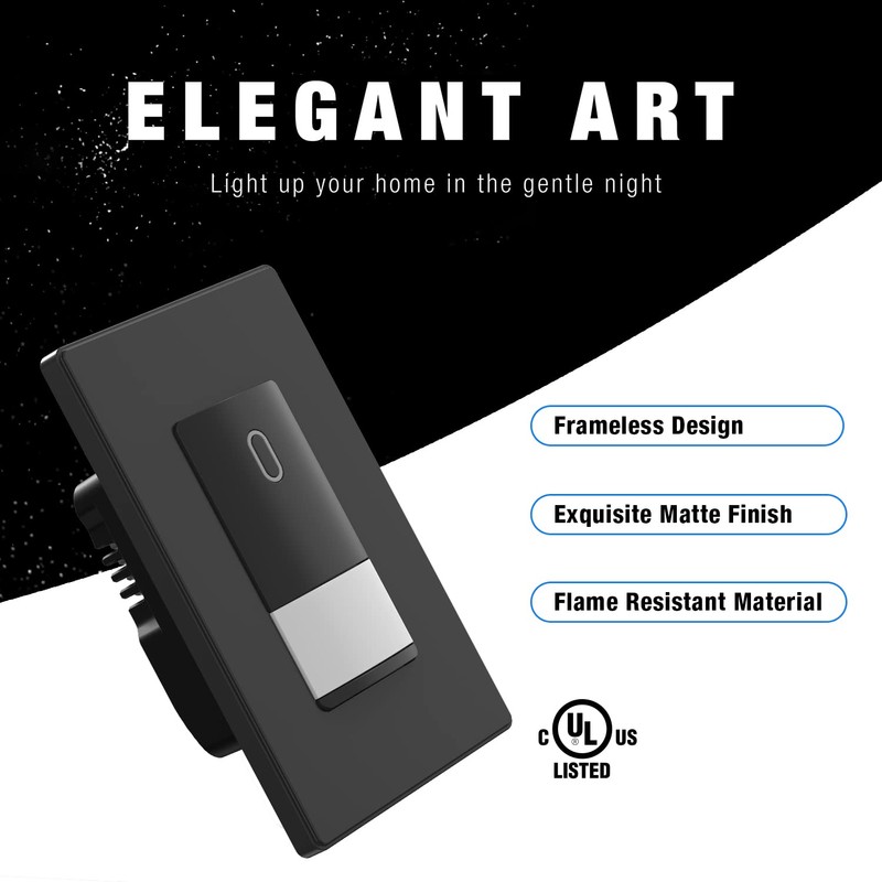 ELEGRP Matte Black Single Pole Occupancy Motion Sensor Light Switch,