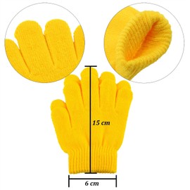 Cooraby 12 Pairs Kid's Winter Magic Gloves Children Stretchy Warm Magic Gloves Boys or Girls Knit Gloves (Yellow, Blue, Red, Black, Dark Grey, White)