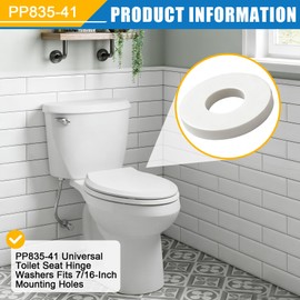 PP835-41 Universal Toilet Seat Hinge Washers, Fits 7/16-Inch Mounting Holes,Suitable for TOTO,Kohler, American Standard and Other Major Toilet Brands,White(4 pcs)