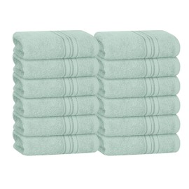 BOUTIQUO Ultra Soft Cotton Washcloths, Contains 12 Piece Face Cloths 12x12 inch, Ideal for Everyday use Face Towels, Compact & Lightweight Multi Purpose Washcloths - Sea Green