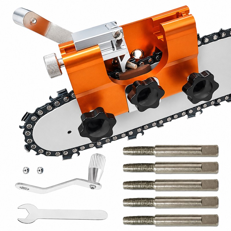Portable Chainsaw Sharpener Jig for Chain Maintenance – Hand-Crank Sharpening