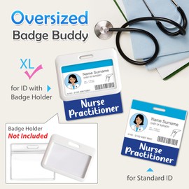 Toykee Oversized Nurse Practitioner Badge Buddy Card Holder - Horizontal NP Accessories XL Blue Pink Black Purple Red ID Badge Card Holder Name Tags Buddy for Hospital Work