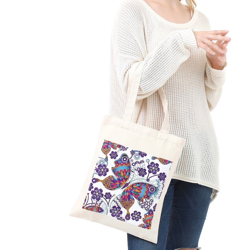 DIY Diamond Painting Shopping Bag Rhinestones Painting Tote Bag with