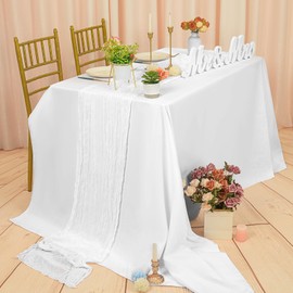 24 Packs Cheesecloth Table Runner,White Table Runner 20"x70"Rustic Gauze Boho Cheese Cloth Table Runner,Wedding Table Decor Table Cloth for Wedding Bridal Shower Birthday Party Table Decoration.