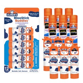 Elmer's Glue Sticks Combo Pack, BlooStick Buddies and Disappearing Purple Glue Sticks, 6g, 12 Count