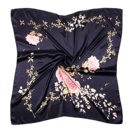 DRESHOW Large Square Satin Headscarves Hair Scarves Silk Accessories Classic Patterned Squares Beach Bandanas for Women