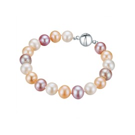 Valero Pearls Women's Pearl Bracelet 925 Sterling Silver with Round Freshwater Cultured Pearl Approx. 9.0-10.0 mm
