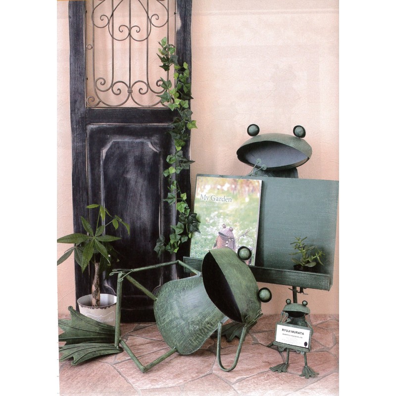 Murataya Sangyo Frog Planter Sit, Green, Approx. 6.7 x 3.9