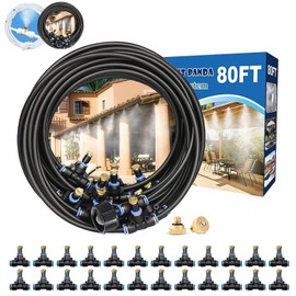Misting System for Patio 80FT(24M), Water Mister Hose for Outdoor, Backyard Mist for Outside, Garden, Greenhouse, Deck, Umbrella, Canopy, Pool, Porch, Trampoline Sprinkler, Kids, Park, Chicken, Dog