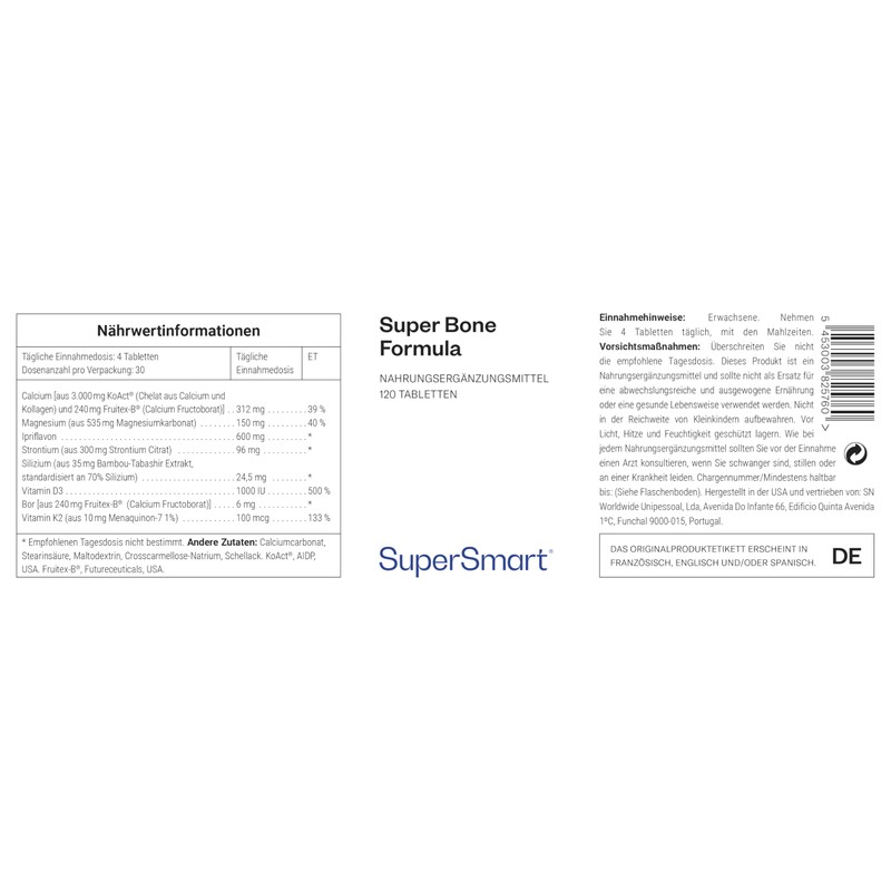 Super Bone Formula - Contributes to Healthy Bones - Supports