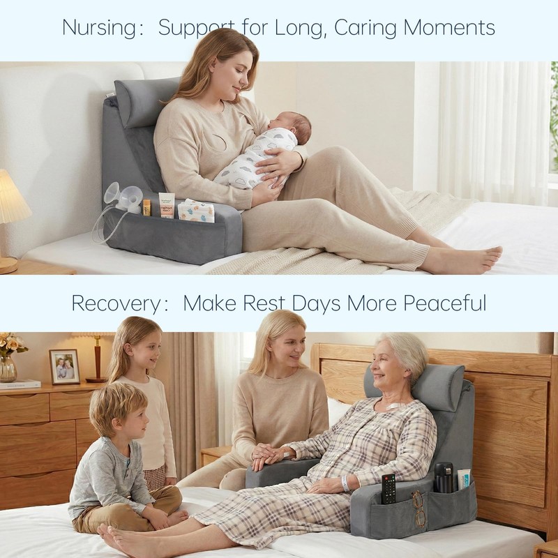 ENITYA 19" Back Support Pillow,Reading Pillow with Attached Arms &