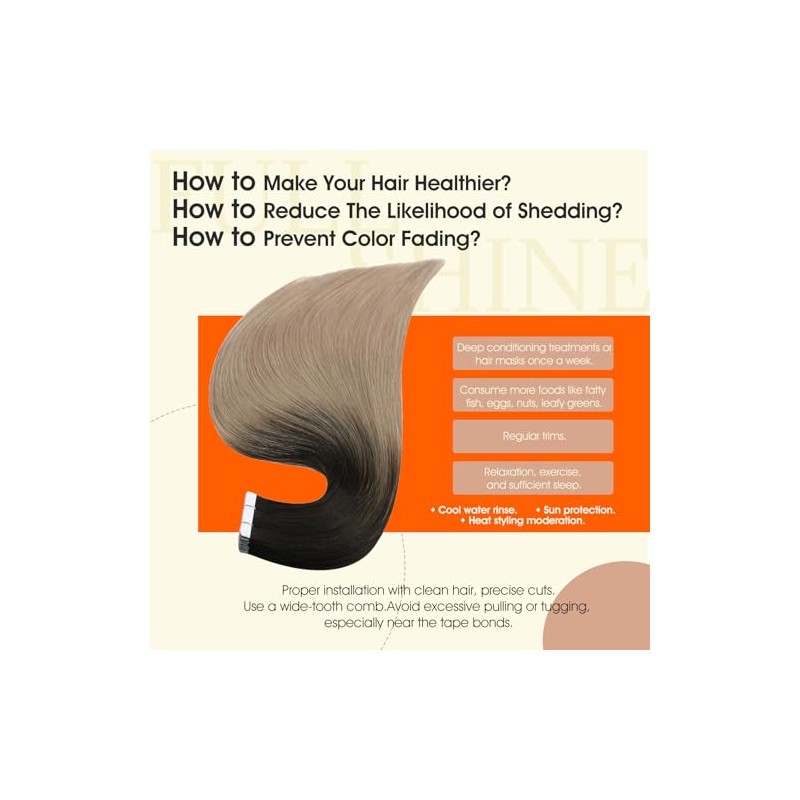 Shine Extensiones de Cabello Remy Cinta de Cabello Humano Real