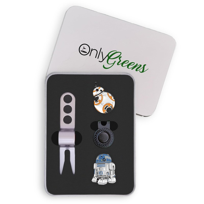 Golf Ball Marker Gift Set - Droids (Markers + Hat