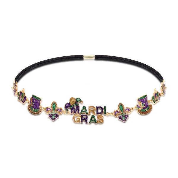 ISALOE Mardi Gras - Diadema elástica para mujeres y niñas,