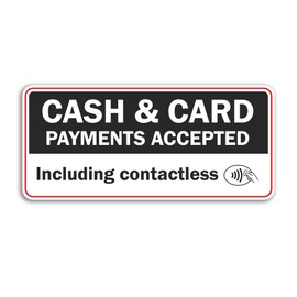 2 x 15cm Cash and Card Payments Accepted Vinyl Stickers - Shop Sign Money Contactless Small Business Hotel Taxi Credit Labels Sticker #81670