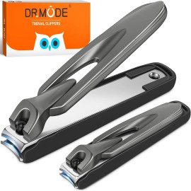 DRMODE 2-Pack Nail Clippers for Men & Women, Sharp Stainless Steel with Anti-Splash Cat