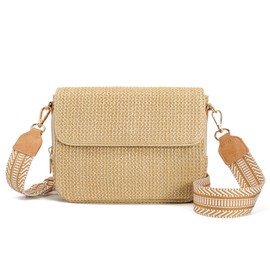 Straw Purses for Women 2025,Woven Small Crossbody Bag with RFID for Beach & Travel Vacation(Khaki Brown)
