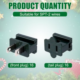 32pcs Holiday Christmas Lighting Outlet Male and Female Green Slip Plug Replacement Set, 16pcs Male Adapter Plugs & 16pcs Female Connector Vampire Plugs Gilbert Plugs Male and Female Pack for SPT-2