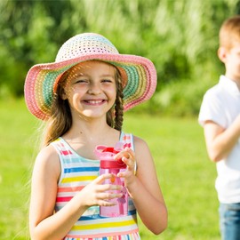 16oz/480ml Children Water Bottle with Tritan, BPA-Free Cup, Leak-Proof – Straw Top with Lock - Suitable for Schools, Sports, Camps, Picnics&More, Drink Bottle for Children (Rabbit)