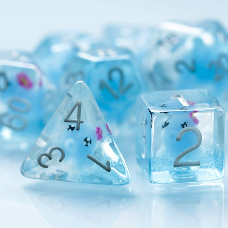 cusdie 7-Die DND Dice, Polyhedral Dice Set Filled with Animal,