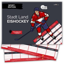 SnaPmee City Country Ice Hockey Gift for Players, Coaches & Fans Quiz Game 50 Sheets DIN A4
