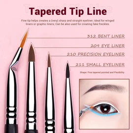 Jessup Brush Set Eyeliner Brush Set Professional Eye Brush Set 11 Pieces Make Up Brush Eye Brush Makeup Brush Cosmetic Brush Precision Eyeliner Definer Black / Silver T324