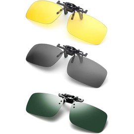 Gafas de Sol Polarizadas con Clip, 3 Pcs Gafas de Sol con Clip Flip-up para Mujer, Hombre, Sin Montura, Antirreflejos, Protección UV400, Universales