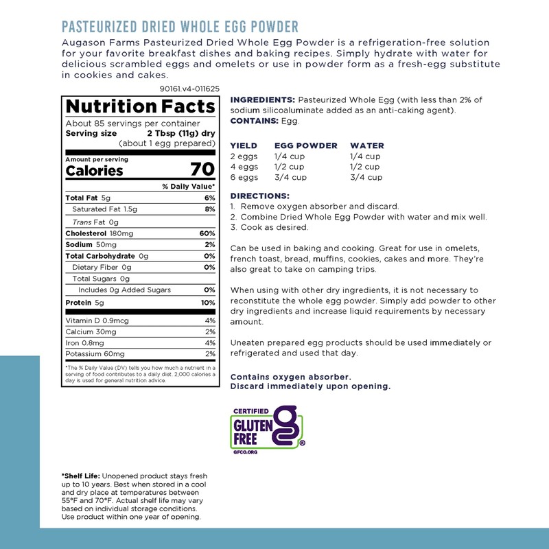 Pasteurized Dried Whole Egg Powder Can Emergency Food Supply, 85