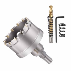 CoCud 2-1/4"(57mm) Hole Saw Kit, Tungsten Carbide Cemented Alloy Hole Cutter - for Metal, Wood, Stainless Steel Sheets, Copper，Aluminum. Silver