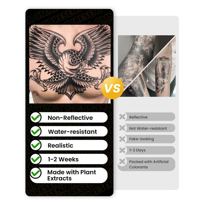 Semi Permanent Tattoos, Crocodile with 3D Shadow Design, Medium