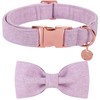 DOGWONG Cotton Dog Collar with Bow, Purple Pet Collar Durable Adjustable Puppy Dog Collar for Small Medium Large Dogs