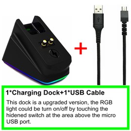 Charging Dock Compatible with Razer Mouse Viper Ultimate Naga pro DeathAdder V2 Pro and Basilisk Ultimate RGB Lights Can Be Turn Off (USB Cable Included)