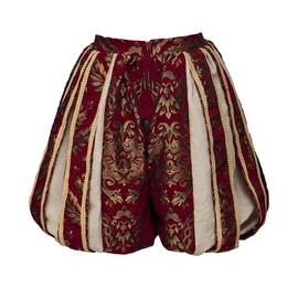 CosplayDiy Tudor Pants - Mens Renaissance Tudor Costume - Medieval Royal Brocade Pants - Red XXL