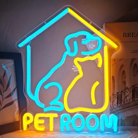 Jeanchrl Pet Room Neon Sign Dimmable Dog Room Neon Lights for Wall Decor Kennel Led Light Signs for Home Pet Room Pet Shop Store Cat Led Sign Birthday Decoration Gifts for Dog Cat Lovers