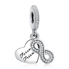 LaMenars Forever Friends Charms Engraved with The Words forever friends 925 Sterling Silver Family Beads Perfect for Bracelet Necklace Birthday Gifts for Best Friends Girls Women