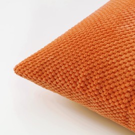 EMEMA Corduroy Cushion Cover, Decorative Granules, Sofa Cushion, Decorative Cushion Covers, Couch Cushion Cover, Throw Cushion Cover, Decorative Cushion for Couch, Sofa, Living Room, Set of 2, 50 x 50 cm, Orange