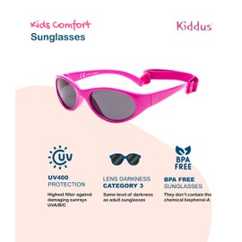 Kiddus Comfort Children’s Sunglasses for Boys and Girls Ages 2 to 6 Years Totally Flexible Model for Extra Comfort With Strap and Very Resistant 100% UV Protection Useful Gift -