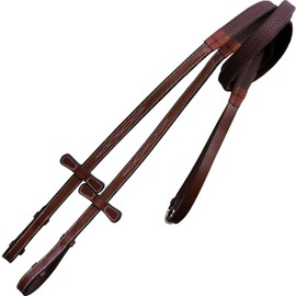 Exion 5/8" (16mm) Designer Stitched Raised Leather Rubber Reins | Premium Grip English Horse Reins with Hook Studs | Durable Non-Slip Reins for Jumping, Hunting, Eventing & Everyday Riding