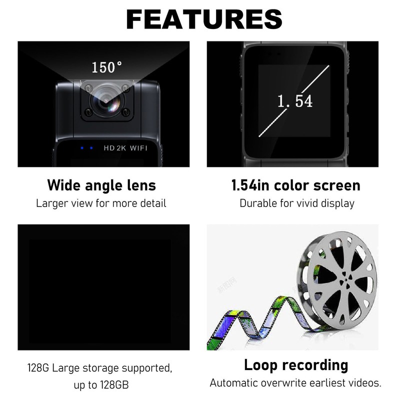 2K Ultra HD Pocket Body Worn Camera Mini Clip Video