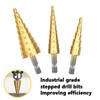 Hocansen 3-Piece Step Drill HSS Drill Bit Spiral Groove Step