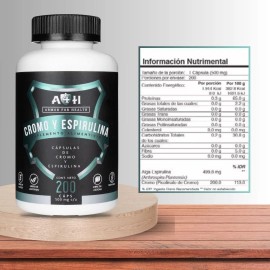 200 Capsulas Picolinato D Cromo 200mcg Espirulina A4h Sabor Sin Sabor