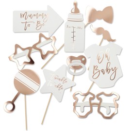 Toyhood Oh Baby Shower Photo Booth Props, 10pcs Rose Gold Party Mummy To Be Decorations, Newborn Baby Shower Party, for Boy or Girl