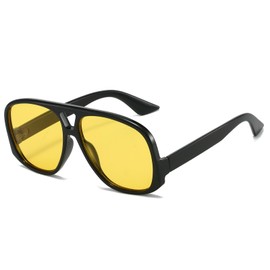 LJCZKA Retro Oversized Sunglasses for Men Women, Vintage 70s Pilot Sunglasses Double Bridge Classic Shades UV400 Protection