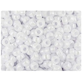 BeadTin White Pearl 6.5mm Mini Barrel Pony Beads (1000pcs)