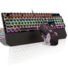 Typewriter Mechanical Gaming Keyboard and Mouse Combo, Retro Punk Round